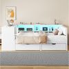 OKWISH Stauraumbett Funktionsbett,Einzelbett,Kinderbett,Jugendbett,mit Stauraum (Holz-Plattformbett mit LED-Beleuchtung, Schubladen, Ladestation und gepolstertem Kopfteil – Viel Stauraum und modernes Design, 140x200), mit Ablageflächen, Schubladen,Mit ... Bild 4