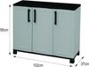 Dmora Outdoor-Garderobe aus Fell, Mehrzweck-Balkongarderobe, 3-türiger Outdoor-Schrank, 100 % Made in Italy, 102 x 37 x 90 cm, Hellgrau und Schwarz, gestreifte Oberfläche Bild 3