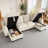 Merax 280cm Chenille U-Form Sofa, 2-Sitzer mit zwei Chaiselongues als Ecksofa, mit zwei Kissen, Chaiselongues mit aufklappbarem Stauraum, multifunktionales modulares Sofa, Beige Bild 5