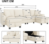 Merax 280cm Chenille U-Form Sofa, 2-Sitzer mit zwei Chaiselongues als Ecksofa, mit zwei Kissen, Chaiselongues mit aufklappbarem Stauraum, multifunktionales modulares Sofa, Beige Bild 4
