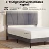 COSTWAY Polsterbett (1-tlg), Bettrahmen, Bettgestell, mit höhenverstellbarem Kopfteil Bild 2
