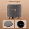 Runder Sitzhocker mit Abnehmbarem Deckel & Holzbeine Polsterhocker Schminkhocker Grau Bild 2
