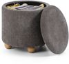 Runder Sitzhocker mit Abnehmbarem Deckel & Holzbeine Polsterhocker Schminkhocker Grau Bild 1