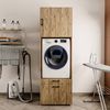 Roomart Waschmaschinenschrank mit Schrankaufsatz & Ausziehbrett – SERIE 2 - 67 cm breit, Waschturm für Waschküche & Hauswirtschaftsraum • Eiche Bild 2