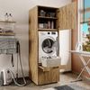 Roomart Waschmaschinenschrank mit Schrankaufsatz & Ausziehbrett – SERIE 2 - 67 cm breit, Waschturm für Waschküche & Hauswirtschaftsraum • Eiche Bild 3