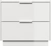 Design Nachttisch Kommode Artem 60cm, Quarztop, 2 Softeinzüge lackiert Weiß Hgl : Weiss hochglanz Bild 2
