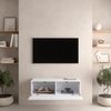 Planetmöbel TV Board 100 cm Weiß, TV Schrank mit 1 Klappe als Stauraum, Lowboard hängend oder stehend, Sideboard Wohnzimmer Bild 2
