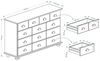 IDIMEX Schubladenschrank Sideboard Colmar, massives Kiefernholz gebeizt mit 11 Schubladen Bild 3
