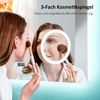 EMKE LED Badspiegel 100x60cm Uhr 3 Lichtfarben Dimmbar 3-fache Vergrößerung Bild 2