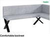 MEBLINI Eckbank für Esszimmer mit ausziehbarem Tisch - Küchenbank - Essecke - Sitzecke Küche - PETER - X-Beine 128x168x87cm Rechts - Hellgrau Samt/M Weiß Matt Bild 5