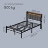 VASAGLE Metallbett 120 x 200 cm mit LED-Beleuchtung, Steckdosen und Stauraum Schwarz Bild 5