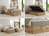 Boxspringbett, Einzelbett WOOD ZERO 90 x 200 cm, Hotelbett ohne Kopfteil, Bett mit Stauraum, 7-Zonen Multipocket-Matratze - Grau Strukture - H4 - Topper Visco Bild 2