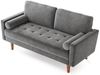 OUNUO Sofa 121cm Kleines Loveseat Sofa Couch aus Samt und Leinen mit 2 Zierkissen Bild 2
