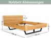 Massivholzbett 160x200cm KEILO - Eichenholz | Bettrahmen mit Bettkopf, Holzbett naturgeölt, Metallkufen | Bettgestell Doppelbett Futonbett Bild 2