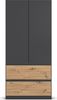 rauch Kleiderschrank, Drehtürenschrank COSTA, 2-türig, 2 Schubkästen, push-to-open, Grau metallic, 91 x 197 x 54 cm Bild 2