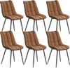 WOLTU 6 x Esszimmerstühle 6er Set Esszimmerstuhl Küchenstuhl Polsterstuhl Design Stuhl mit Rückenlehne, mit Sitzfläche aus Kunstleder, Gestell aus Metall, Hellbraun, BH207hbr-6 Bild 5