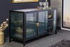LebensWohnArt Kommode Modernes Vitrinen-Sideboard TRIADO 105cm schwarz Metall Riffelglas Bild 3
