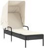 vidaXL Sonnenliege mit Dach Schwarz Poly Rattan 368188 Bild 2