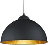 LED Pendelleuchte mit Metall Lampenschirm Schwarz innen Gold, Ø 31cm Bild 2
