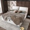 Merax Doppelbett, Polsterbett 180*200cm, mit 3 Schubladen, Bettkasten zur Aufbewahrung, Samt, Beige Bild 2