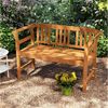 COSTWAY Gartenbank, Akazienholz 2-Sitzer wetterfest Sitzbank mit Armlehnen 100cm Bild 2