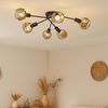 LED Deckenleuchte, schwarz, braun, dimmbar, Grasgeflecht, D 67 cm Bild 3