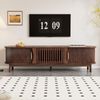 TV-Schrank, Lowboard mit Schiebetür klappbarer Hochschranktür für bis zu 65-Zoll-Fernseher, MDF, Braun, 165x39.5x46cm Bild 2