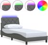 vidaXL Bettgestell mit LED ohne Matratze Dunkelgrau 90x200 cm Stoff 3310644 Bild 2