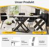 Esstisch Set mit 4 Stühlen Ausziehtisch 120-160x80 cm Metallkreuzbeine Samtstühle Essgruppe Küchentisch Esszimmer Weiß & Schwarz Bild 3