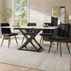 Esstisch Set mit 4 Stühlen Ausziehtisch 120-160x80 cm Metallkreuzbeine Samtstühle Essgruppe Küchentisch Esszimmer Weiß & Schwarz Bild 2