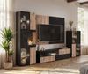 Wohnwand Starlet in schwarz, Vicking Eiche und Marmor schwarz mit Kamin 300 cm Bild 2