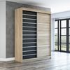 Schwebetürenschrank COLIN 2-türig Schrank 160 cm Farbe: Sonoma , schwarz Bild 2