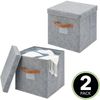 2er-Set Sortierbox mDesign große Aufbewahrungsbox mit Deckel grau/beige Bild 2