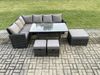 Fimous 9 Sitzer Garten Rattanmöbel Set mit 3 Fußhockern Dunkelgrau gemischt Bild 2