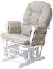 Relaxsessel HWC-C76, Schaukelstuhl Sessel Schwingstuhl mit Hocker ~ Stoff/Textil, creme, Gestell weiß Bild 3