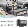 Merax Gartenmöbel Set mit Sitzkissen & Rückenkissen, Garten-Lounge-Set, Garten Loungesessel für 6-8 Personen, SetHandgeflochtene PE-Rattan Polstergruppe, Grau Bild 5