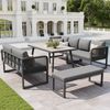 Merax Gartenmöbel Set mit Sitzkissen & Rückenkissen, Garten-Lounge-Set, Garten Loungesessel für 6-8 Personen, SetHandgeflochtene PE-Rattan Polstergruppe, Grau Bild 2