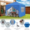 3 x 3 M Pavillon mit 4 abnehmbaren Seitenwänden Gartenzelt inkl. Rolltasche 8 Heringe 4 Anker Blau Bild 5