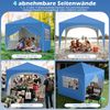 3 x 3 M Pavillon mit 4 abnehmbaren Seitenwänden Gartenzelt inkl. Rolltasche 8 Heringe 4 Anker Blau Bild 3