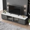 TV-Lowboard mit 4 Schubladen & Glastüren, 160 x 40 x 38,5 cm, Grau Bild 5