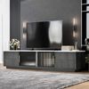 TV-Lowboard mit 4 Schubladen & Glastüren, 160 x 40 x 38,5 cm, Grau Bild 2