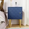 2er Set Nachttisch marineblau mit Fischschuppenmuster, Metallbeinen & Schublade, abgerundet, flexible Griffmontage Bild 2