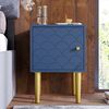 2er Set Nachttisch marineblau mit Fischschuppenmuster, Metallbeinen & Schublade, abgerundet, flexible Griffmontage Bild 4