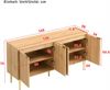 Sideboard 140 x 38 x 75 cm aus MDF in Natur-Holzoptik mit 4 Türen & goldfarbenen Metallbeinen Bild 4
