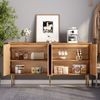 Sideboard 140 x 38 x 75 cm aus MDF in Natur-Holzoptik mit 4 Türen & goldfarbenen Metallbeinen Bild 2
