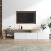 Merax Lowboard, mit Glasablgen und LED-Beleuchtung, Fernsehtisch Hochglanz, TV-Schrank, Weiß Bild 2