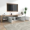 Merax Lowboard, mit Glasablgen und LED-Beleuchtung, Fernsehtisch Hochglanz, TV-Schrank, Weiß Bild 4