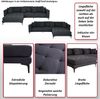 Sofa-Garnitur HWC-M27, Couch Ecksofa L-Form, Liegefläche links/rechts, Massiv-Holz 293cm ~ Stoff/Textil dunkelgrau Bild 2