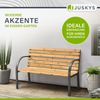 Juskys Gartenbank Modena – 2-Sitzer Holzbank mit Armlehnen & Rückenlehne – wetterfeste Sitzbank 120x62x82 cm - Bank mit Seitenelementen aus Stahl Bild 4
