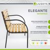 Juskys Gartenbank Modena – 2-Sitzer Holzbank mit Armlehnen & Rückenlehne – wetterfeste Sitzbank 120x62x82 cm - Bank mit Seitenelementen aus Stahl Bild 5